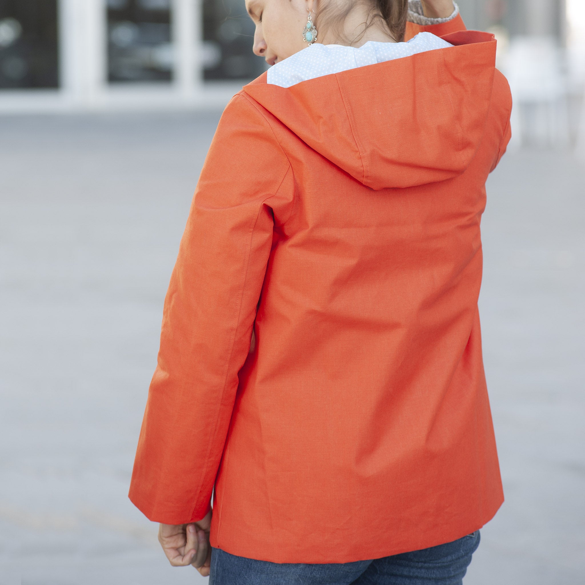 Aboutp orange linen all-weather parka