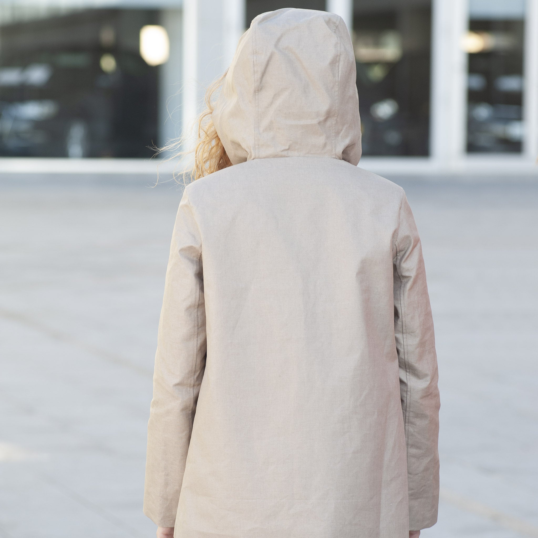 Aboutp taupe linen all-weather parka