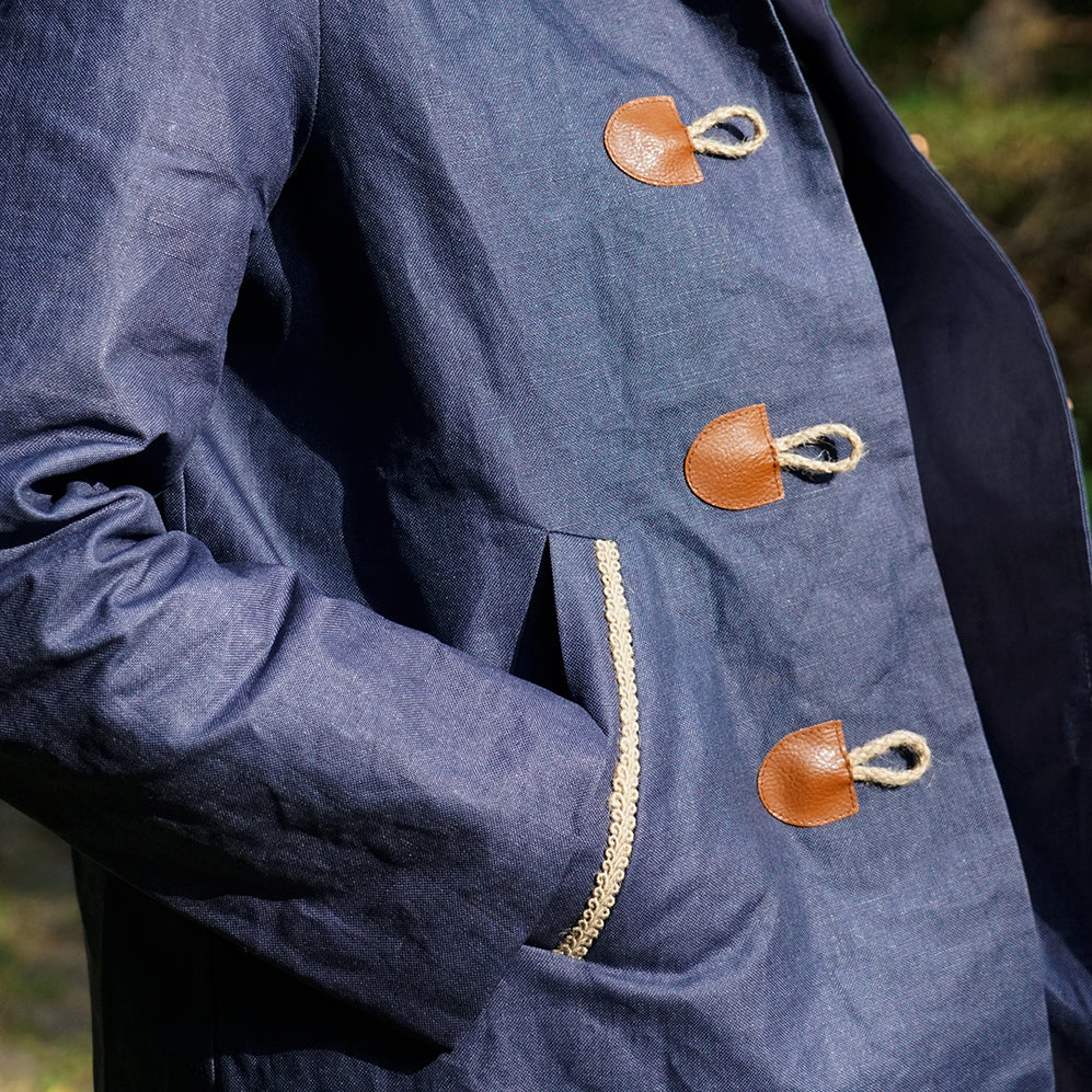 Dark Blue Linen Parka